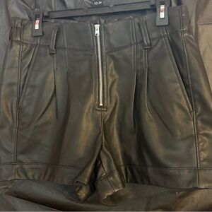 Express Black Faux Leather Shorts with Zipper